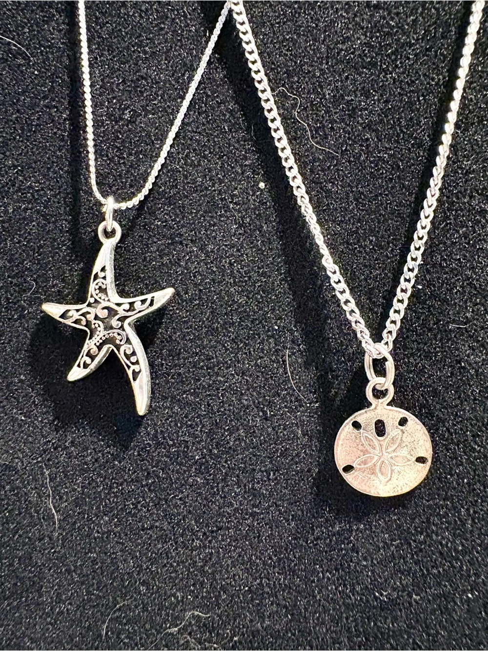 Two beautiful dainty sea-themed silvertone necklaces